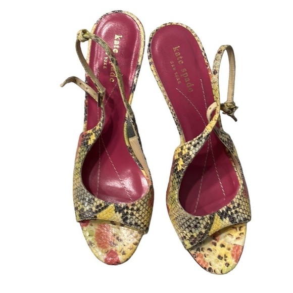Kate Spade New York Womens Snakeskin Open Toe Stiletto Slingback Heels Sz 8 B - Picture 5 of 12